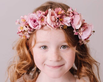 Dusky Mauve and Pink Children's Flower Headband