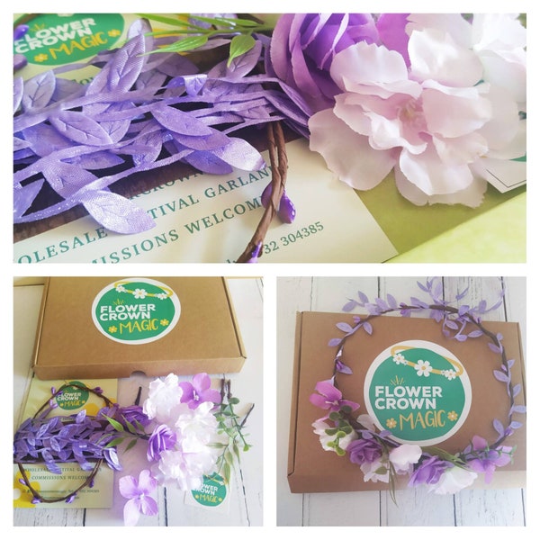 Children’s DIY Flower Crown Making kit & Video Guide, in choice of 10 colours