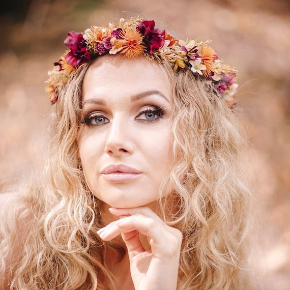 Autumn Flower Crown, Whimsical Wedding Headpiece. Aerin  display picture 3