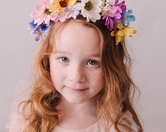 Flower Headband, Pastel Rainbow Summer Hairband