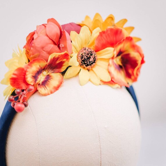 Red, Orange and Yellow Flower Headband - Etsy display picture 3