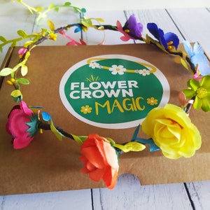 Children's DIY Flower Crown Making Kit & Video Guide, Child's DIY Floral Garland, Rainbow Razzmatazz Flower Headband kit