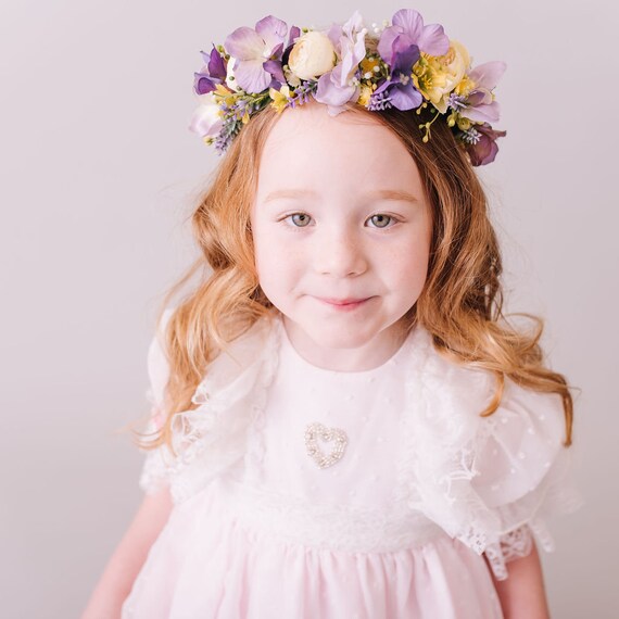 Purple Flower-Embellished Dresses for Girls