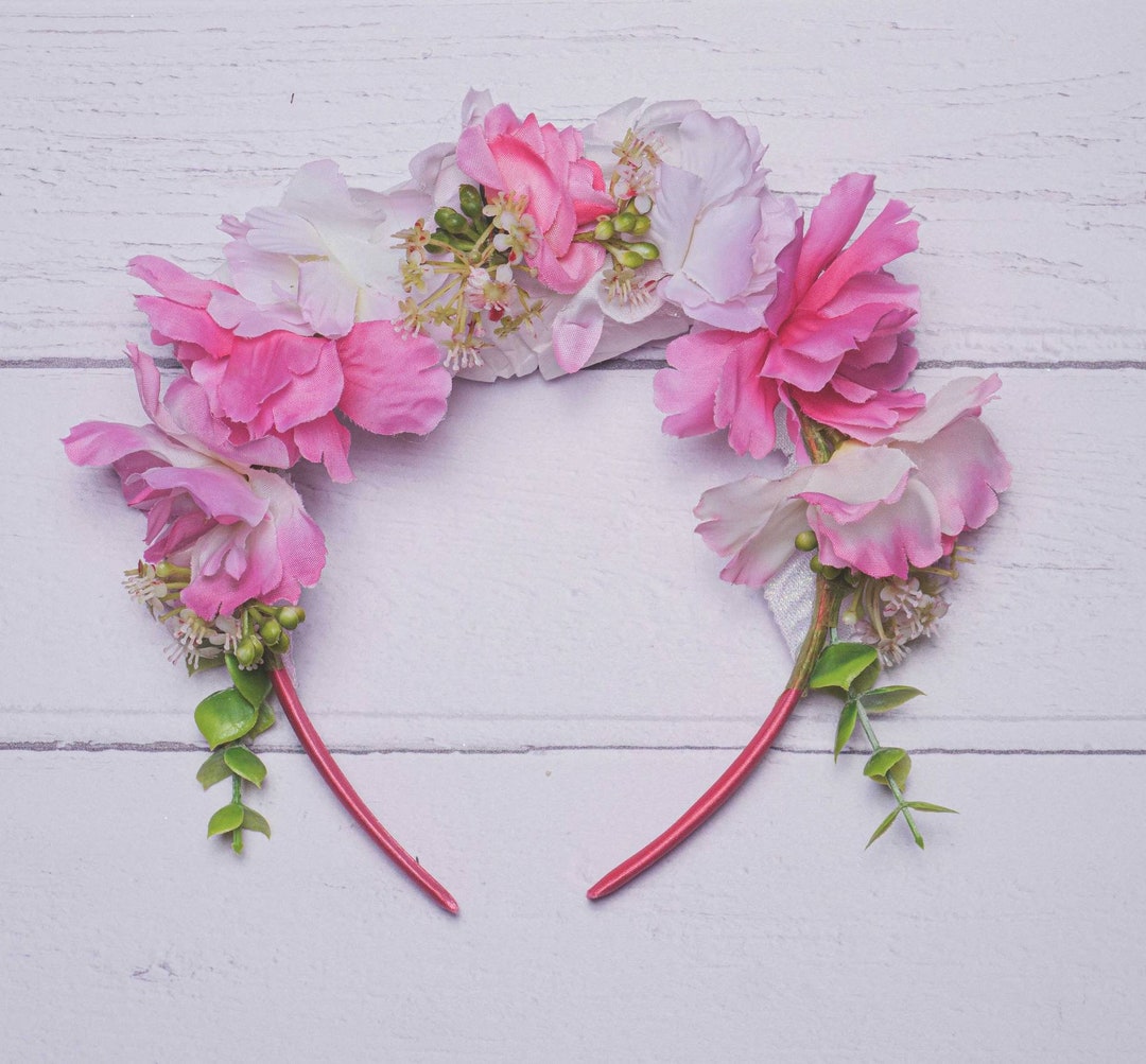 Pink and White Flower Headband, Child's Floral Headband, Gracie Design ...