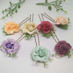 Rose & gypsophila hair clips, bridal hair pins