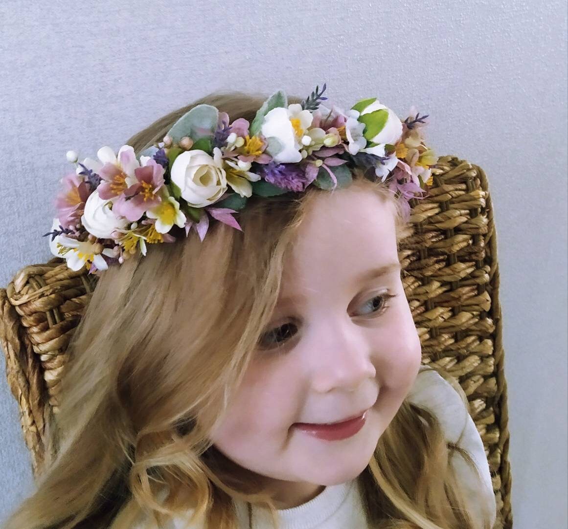 Child's Flowercrown Baby floral crown pink and mauve Etsy
