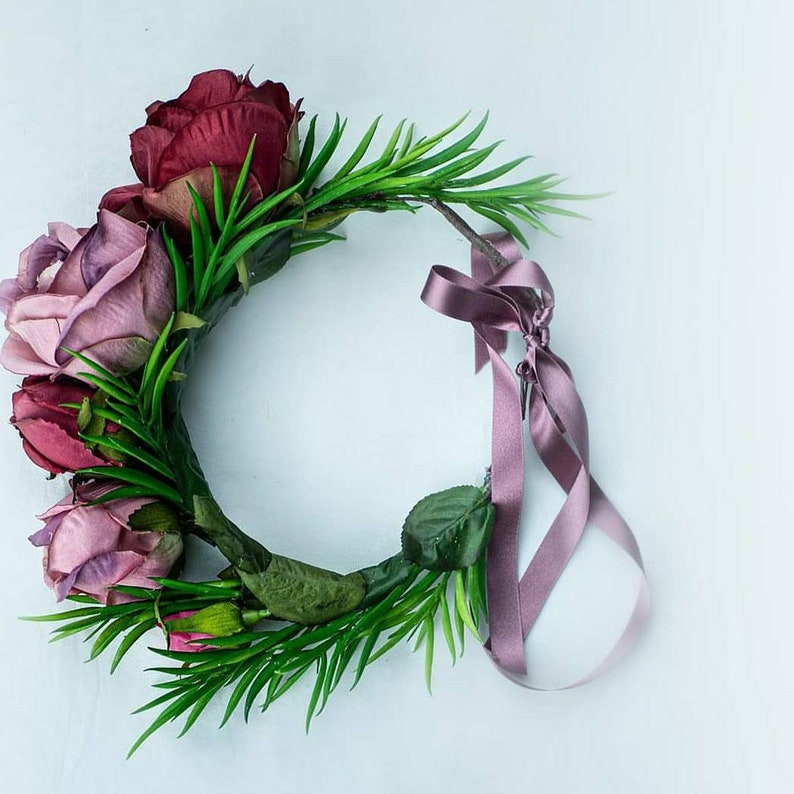 Statement Flowercrown oversized floral crown with adjustable satin ribbon ties