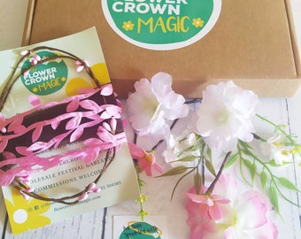 Pink Flower Crown Making Kit for children