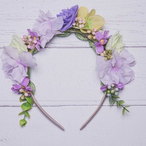 Millie Child&#39;s Flower Headband, featuring artificial roses and blossom with pip berries, flower-girl headband