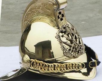 Antique Brass British Fireman Helmet Collectible Fire Bridge British Full Brass" Antique Brass British Fireman Helmet Collectible Fire Bridge British Full Brass"