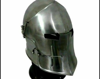 Medieval Spartacus Fantasy Black Barbute Helmet Knight Helmet