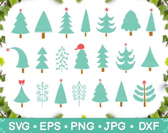Christmas Trees SVG Bundle, Christmas Clipart, Christmas tree DXF, Merry Christmas Svg, Winter Svg file for Cricut, Pine Tree Silhouette Svg