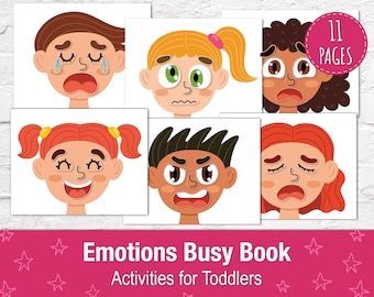 Emotions Busy Book Printable, Busy Bag Pdf, Baby Quiet Book, Preschool Activity Binder, Activities for Kids, Face Parts, Preschool Busy Bag