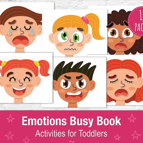 Emotions Busy Book Printable, Busy Bag Pdf, Baby Quiet Book, Vorschulaktivitätsbinder, Aktivitäten für Kinder, Gesichtsteile, Preschool Busy Bag