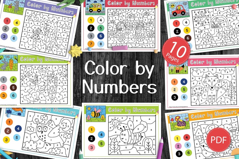 color by number worksheets pdf coloring book for kids etsy ireland