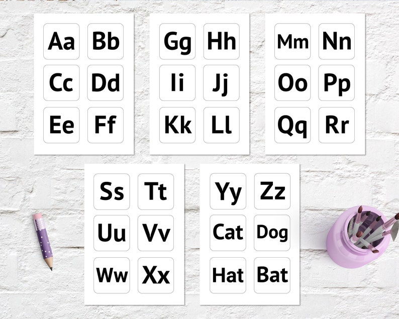 printable alphabet flash cards pdf a4 pages with letters etsy