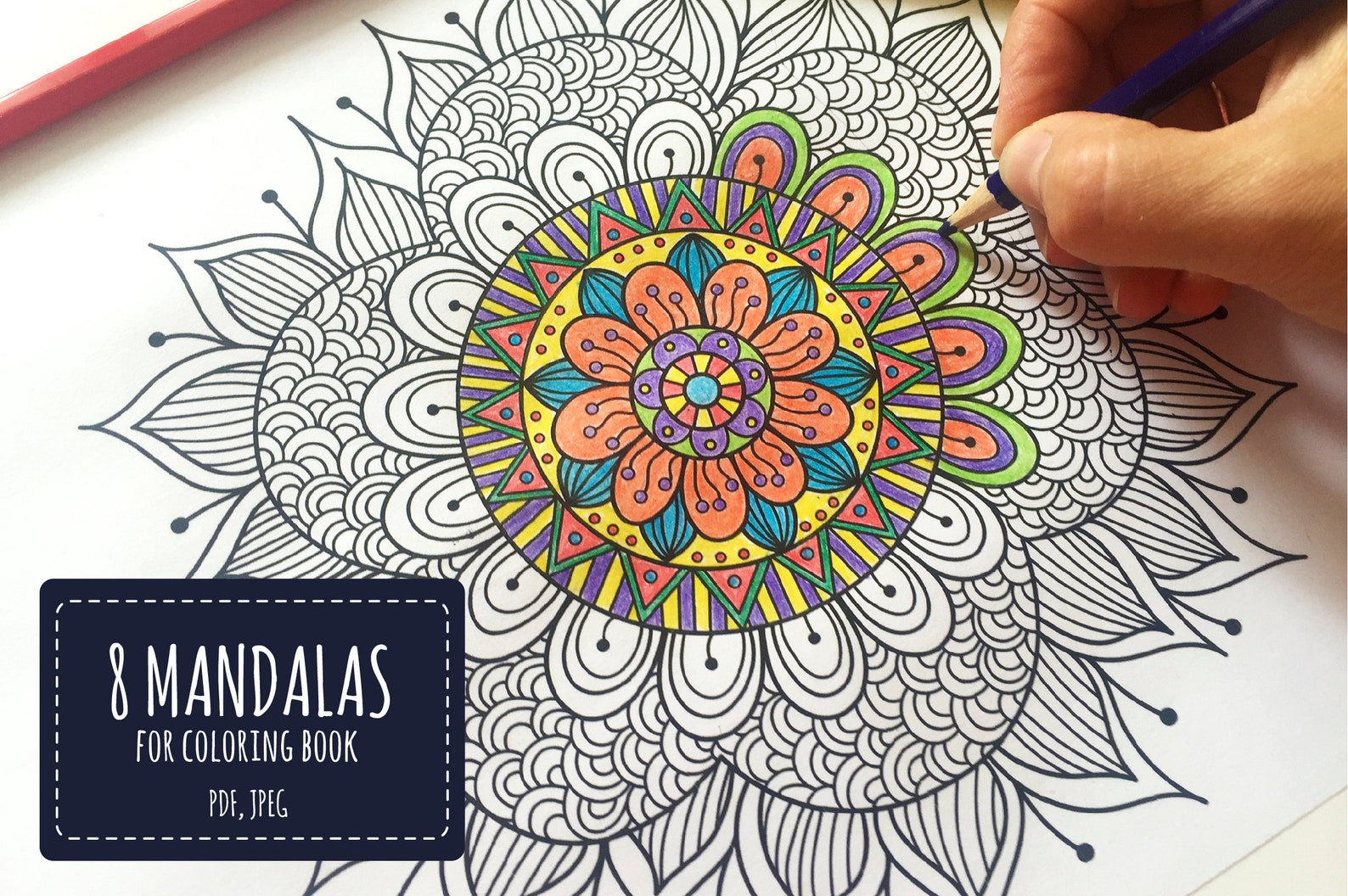 8 Mandalas Art Therapy Printable Coloring Pages Floral - Etsy