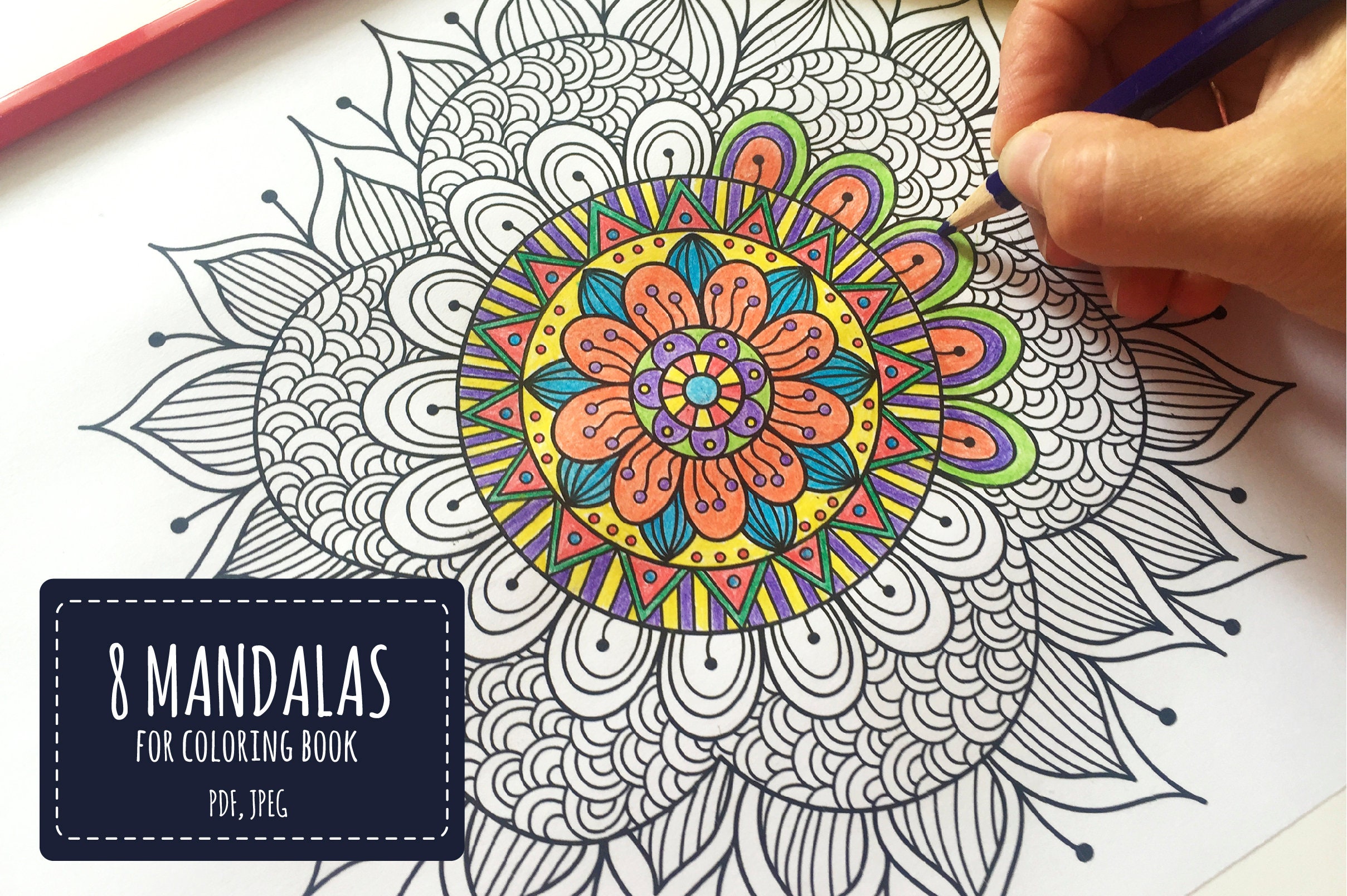 8 Mandalas Art Therapy Printable Coloring Pages Floral - Etsy