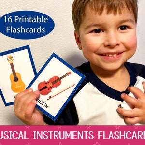 Flashcards de instrumentos musicais em PDF, cartões flash de instrumentos musicais para impressão, cartões Montessori, cartões de nomenclatura, escola em casa