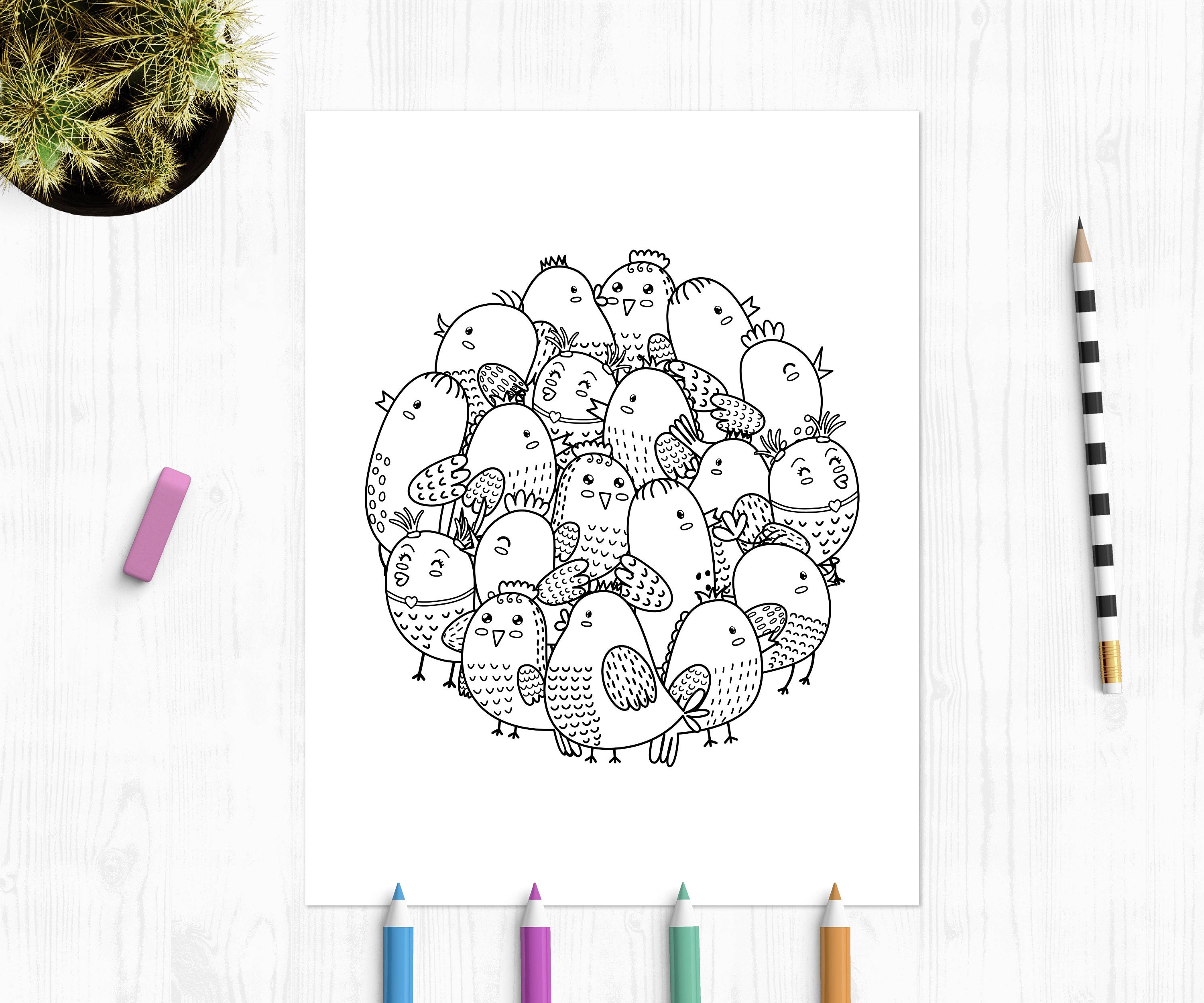 6 Printable Coloring Pages PDF, Doodle Mandalas With Animals Coloring ...