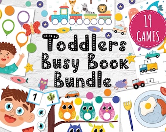 Busy Book Bundle for Toddlers, Printable Busy Bag Pdf, Baby Quiet Book Pages, Preschool Activity Book, Color Matching Games for Kids