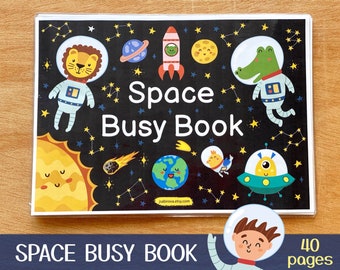 Space Busy Book Printable, Toddler First Busy Book Pdf, Toddler Busy Binder, Preschool Activities, Homeschool Quiet Book Montessori Material