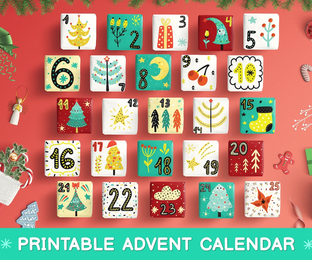 Advent Calendar for Kids Printable Pdf, Advent Calendar for Adults ...
