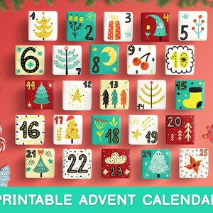 Advent Calendar for Kids Printable Pdf, Advent Calendar for Adults, Scandinavian Christmas Advent Calendar Stickers, Toddler Advent Calendar