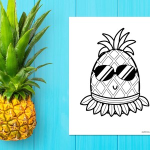 Pineapple Coloring Book Pages, Summer Pineapple Coloring Book Pdf, Kids ...