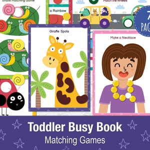 Toddler Busy Book PDF, Quiet Book, Printable Busy Bag, Baby Learning Binder with Animals, Giraffe Cars, Preschool Montessori Busy Book