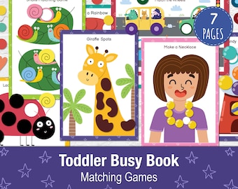 Toddler Busy Book PDF, Quiet Book, Printable Busy Bag, Baby Learning Binder with Animals, Giraffe Cars, Preschool Montessori Busy Book
