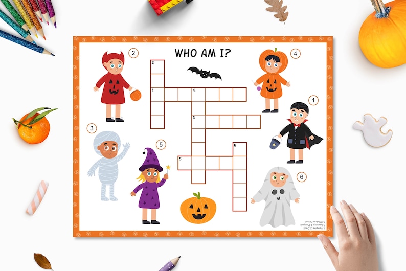 Halloween Crossword Puzzles Pdf for Kids, Halloween Crossword Printable, Halloween Activity Pages, Halloween Worksheets, Halloween Word Game image 6