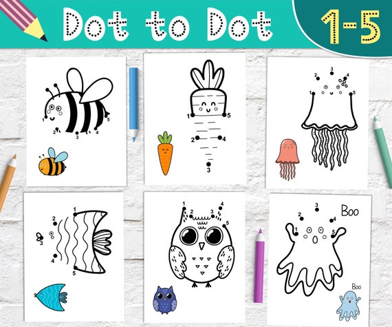 6 Dot To Dot Printable Coloring Activities Pdf Super Simple Etsy