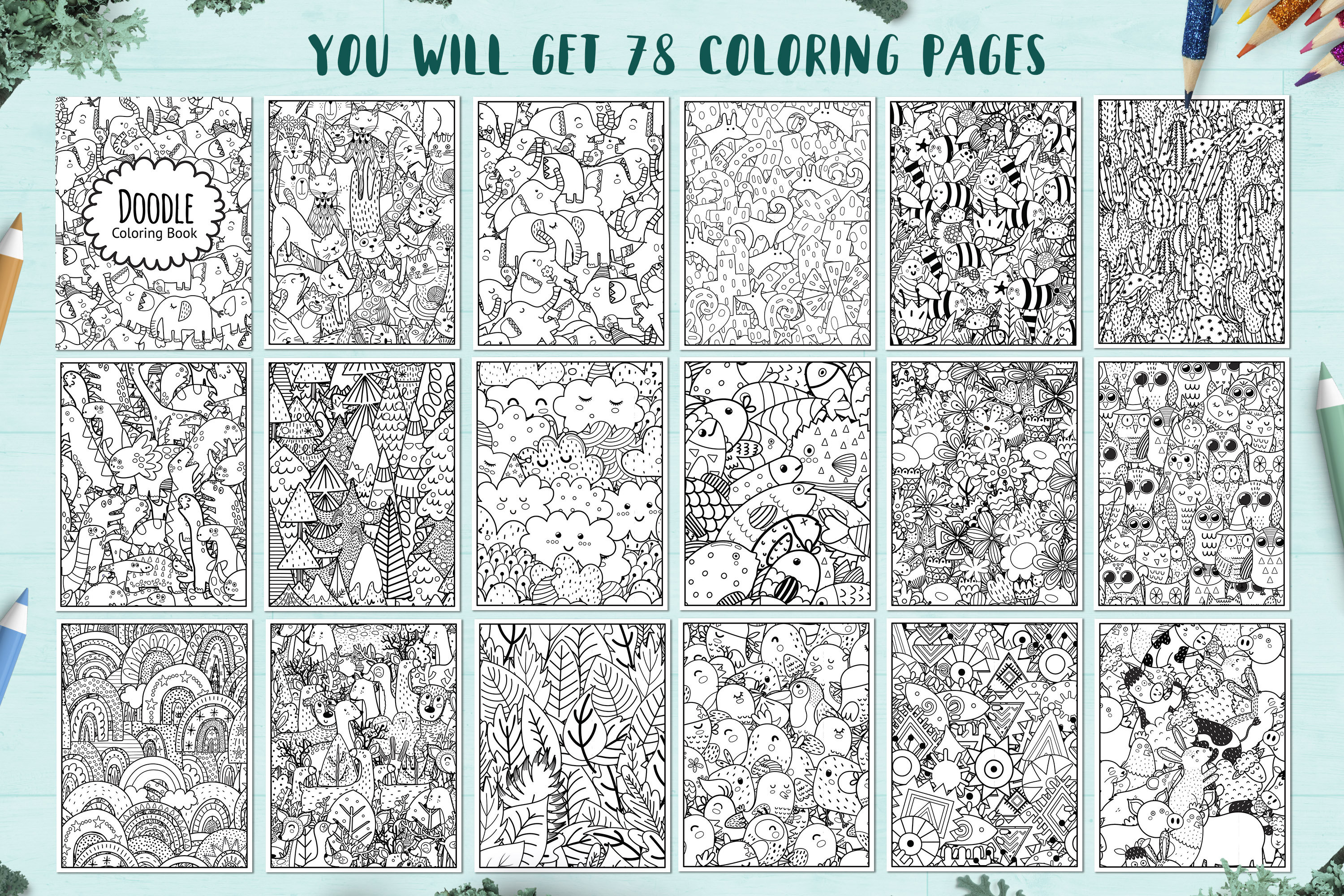 Coloring Book Bundle, Printable Coloring Pages Pdf for Adults and Kids ...