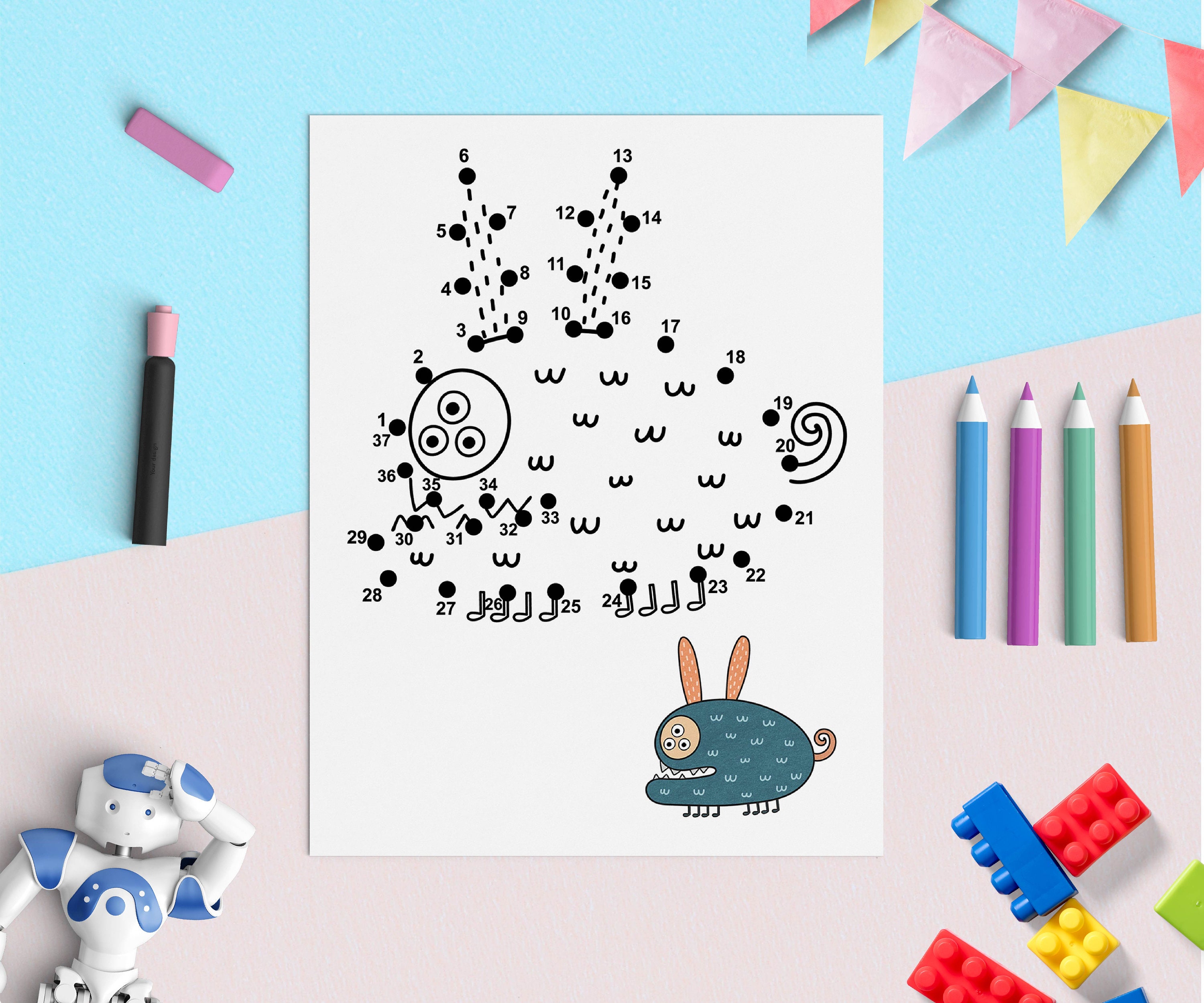 Connect the Dots Printable Worksheets for Kids With Monsters - Etsy