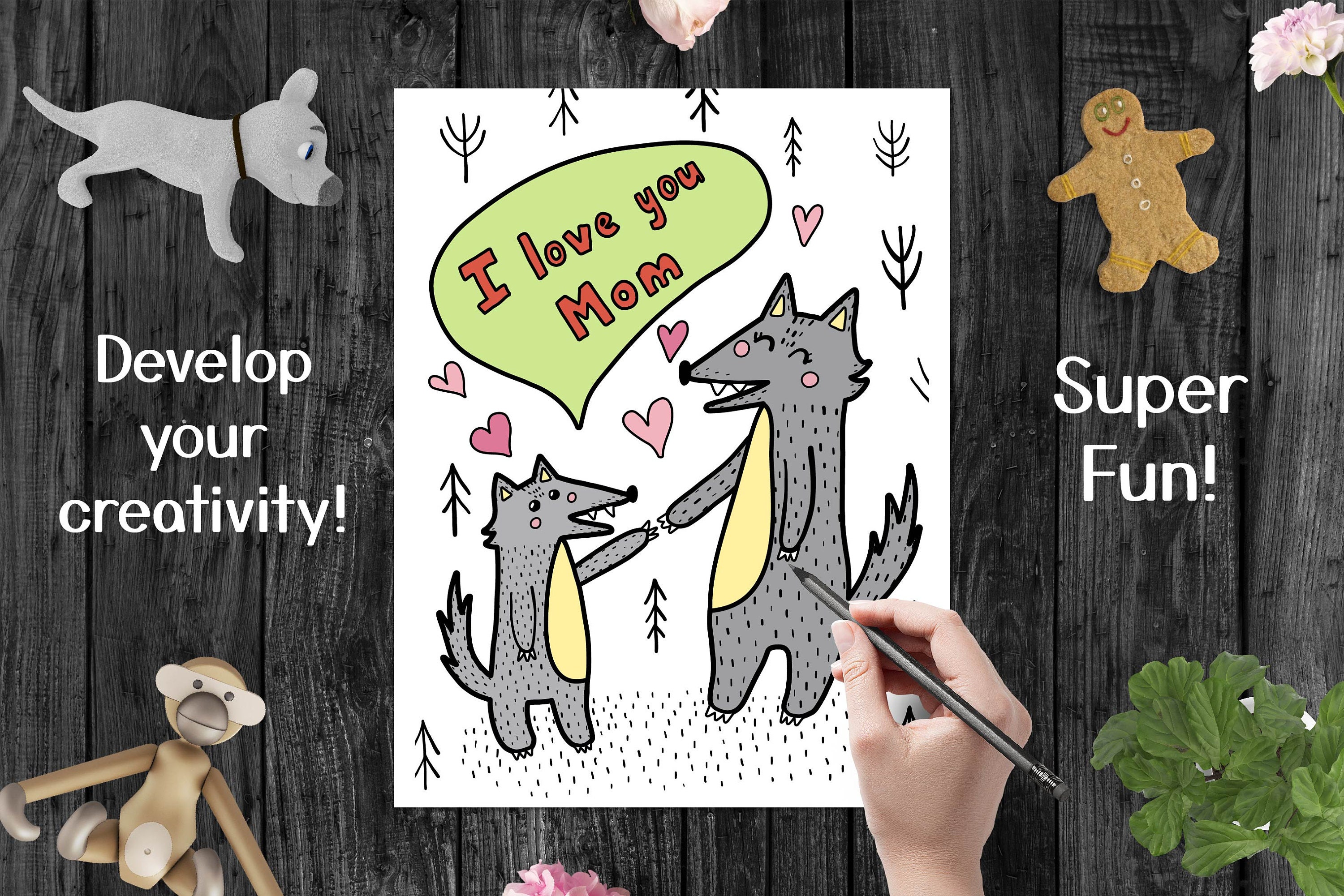 Mothers Day Coloring Book for Kids Mom Coloring Pages | Etsy