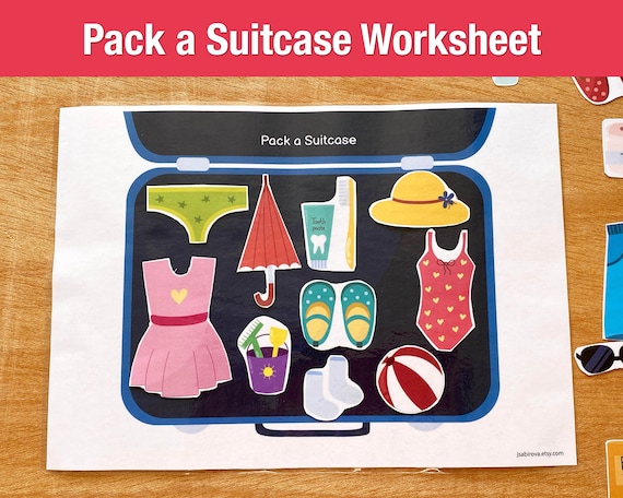 pack a suitcase busy book page summer vacation worksheet for etsy