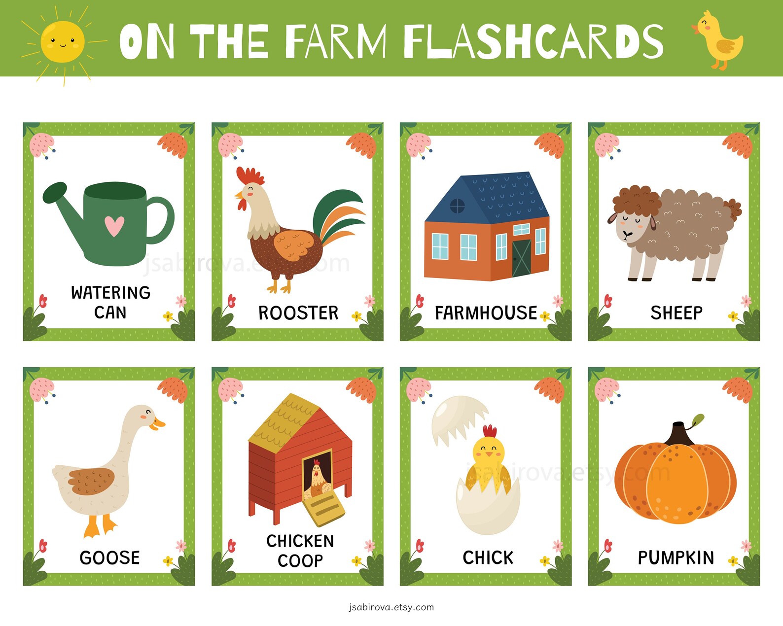On the Farm Flashcards PDF, 48 Farm Animals Flash Cards Printable, Farm ...
