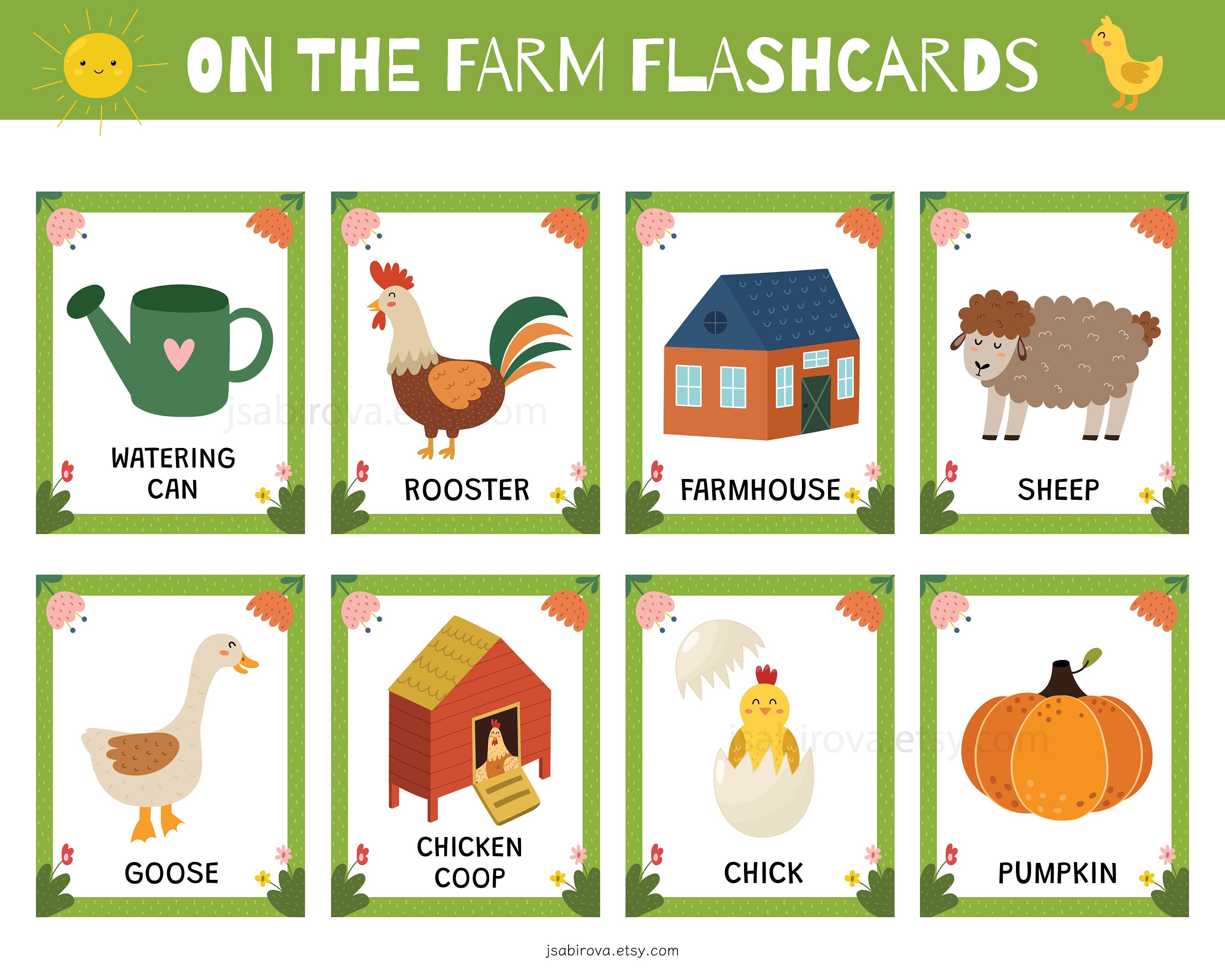 On the Farm Flashcards PDF, 48 Farm Animals Flash Cards Printable, Farm ...