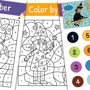 Halloween Color by Number Worksheets PDF, Halloween Coloring Book for ...