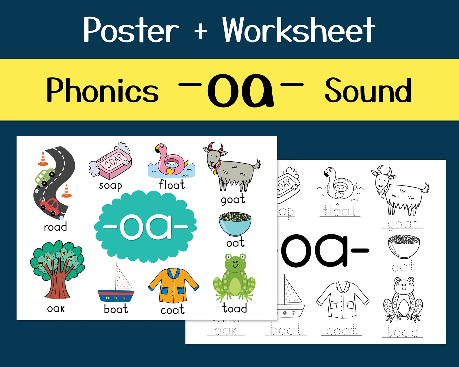 Phonics Worksheets With oa Spelling Rule Preschool - Etsy