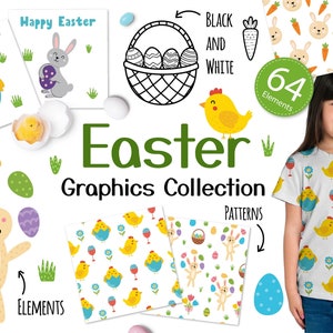 Ostern Clipart, Ostern Karten, Ostern digitales Papier, Ostern Korb Clipart, Osterhase Clip art, Osterei, Frühling Clipart, kommerzielle Nutzung