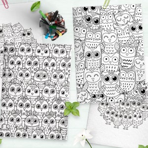 Owls Coloring Pages Printable PDF, Coloring book for Kids and Adults, Doodle Colouring Pages, Animals Coloring Sheet, Comic Coloring Pages