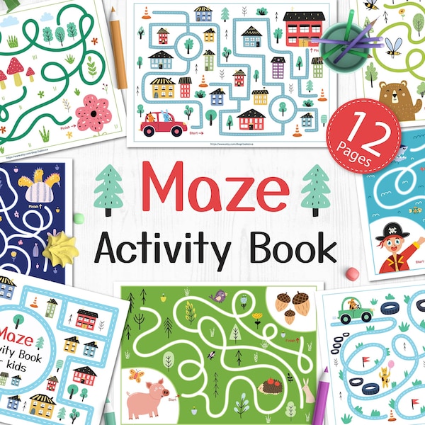Maze Activity Book Printable, Busy Book for Toddlers Maze Games Maze Busy Book Pdf Baby Kids Activity Book Preschool Busy Binder Puzzle Book