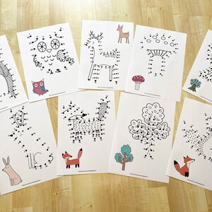Dot to Dot Book with Forest Animals, Printable Puzzle Connect the Dots, Join Numbers Worksheets, Learning Games Children Workbook image 7