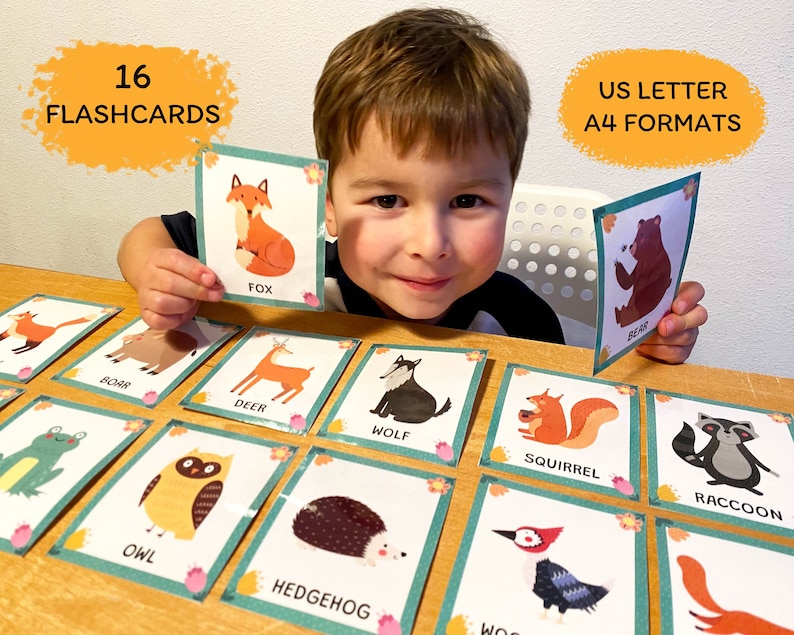 Forest Animals Flashcards Pdf, Woodland Animals Flash Cards Printable ...