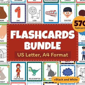 Bundle de cartes mnémotechniques imprimables pour enfants, animaux de la ferme, météo, alphabet, chiffres, formes, forêt, fruits - cartes mnémotechniques préscolaires pour tout-petits