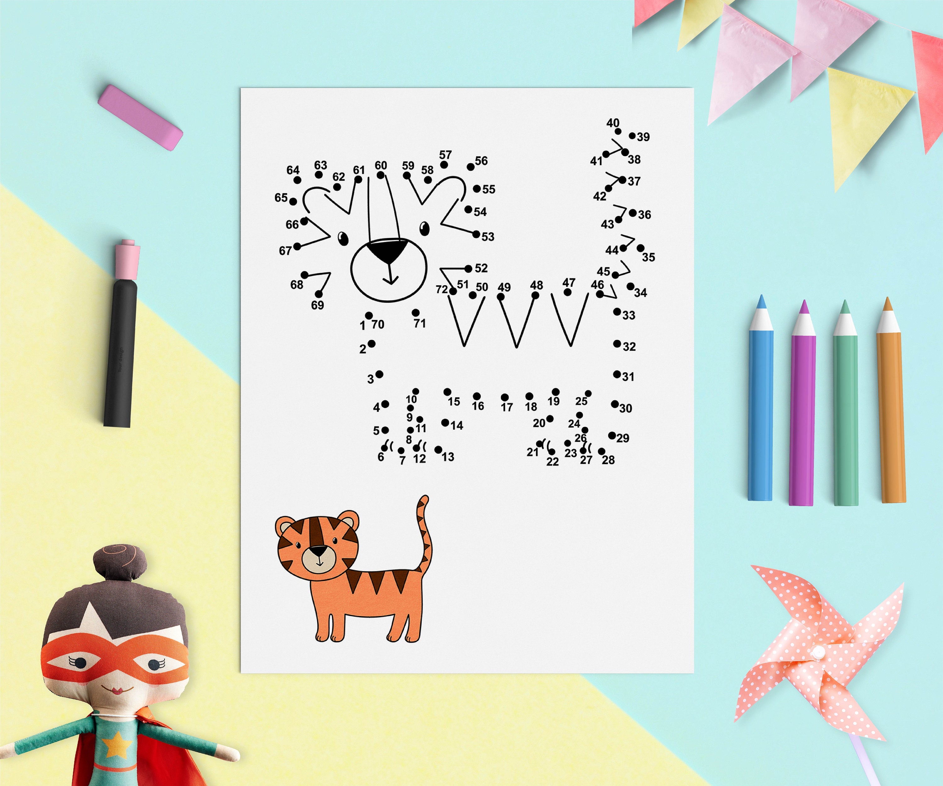 Dot to Dot Book for Kids PDF, 6 Printable Activity Pages With Safari ...