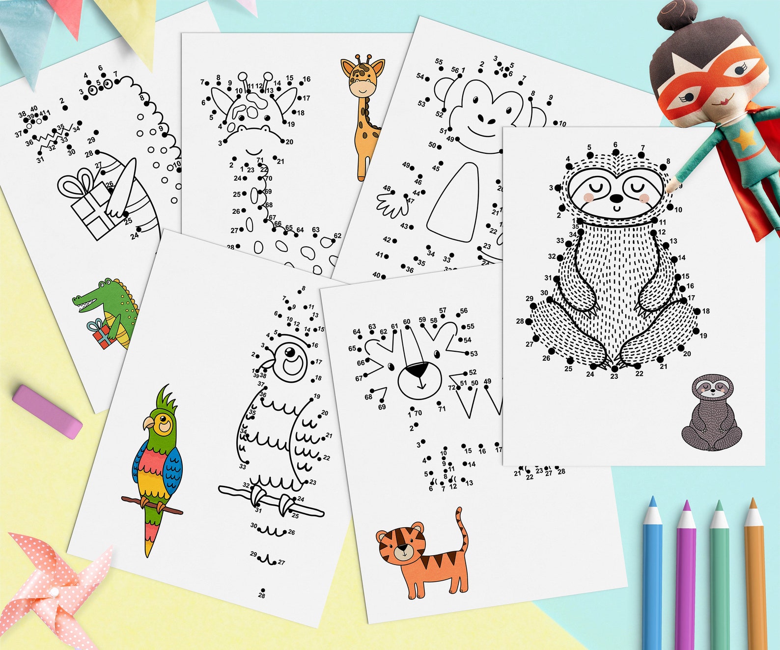 Dot to Dot Book for Kids PDF 6 Printable Activity Pages With - Etsy