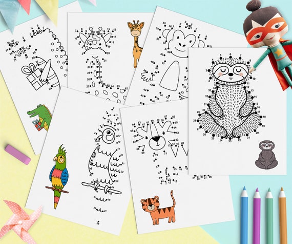Dot To Dot Book For Kids Pdf 6 Printable Activity Pages With Etsy